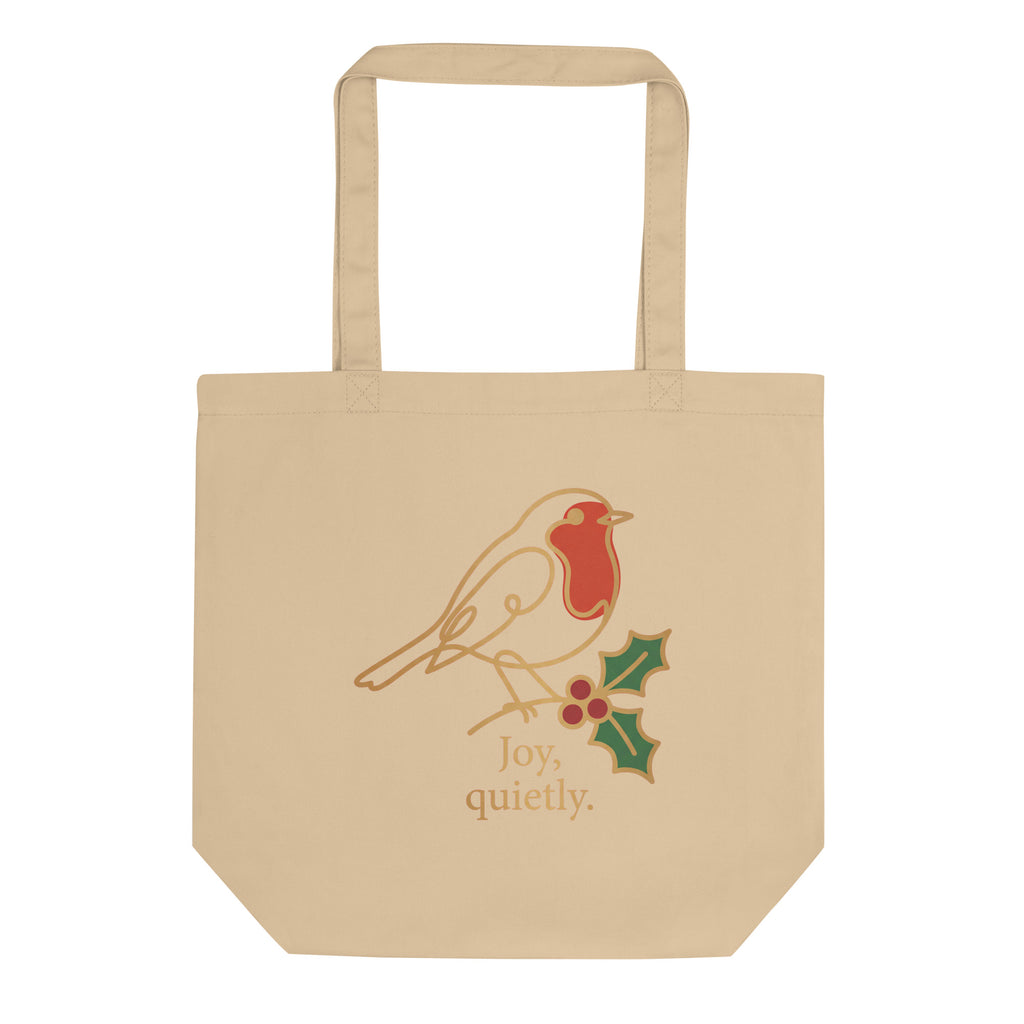 Joy Quietly Christmas tote bag, front
