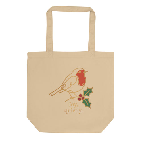 Joy Quietly Christmas tote bag, front