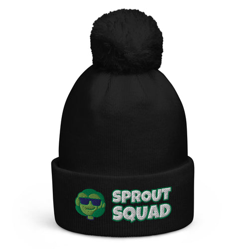 Sprout Squad Christmas pom-pom beanie in Black