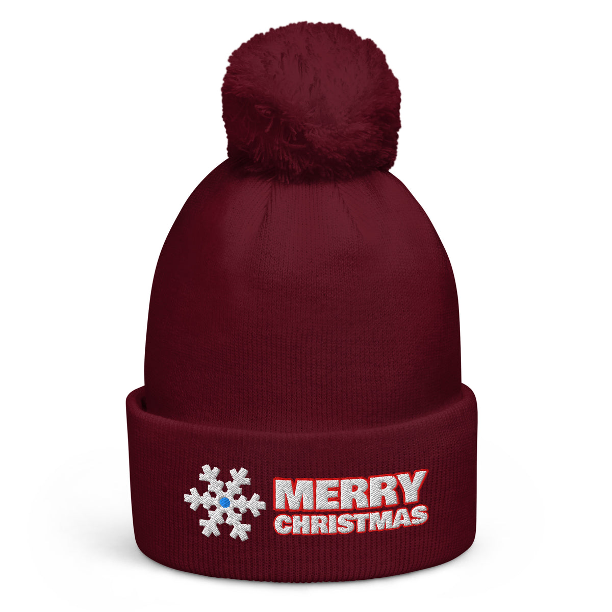 Merry Christmas pom-pom beanie in Burgundy