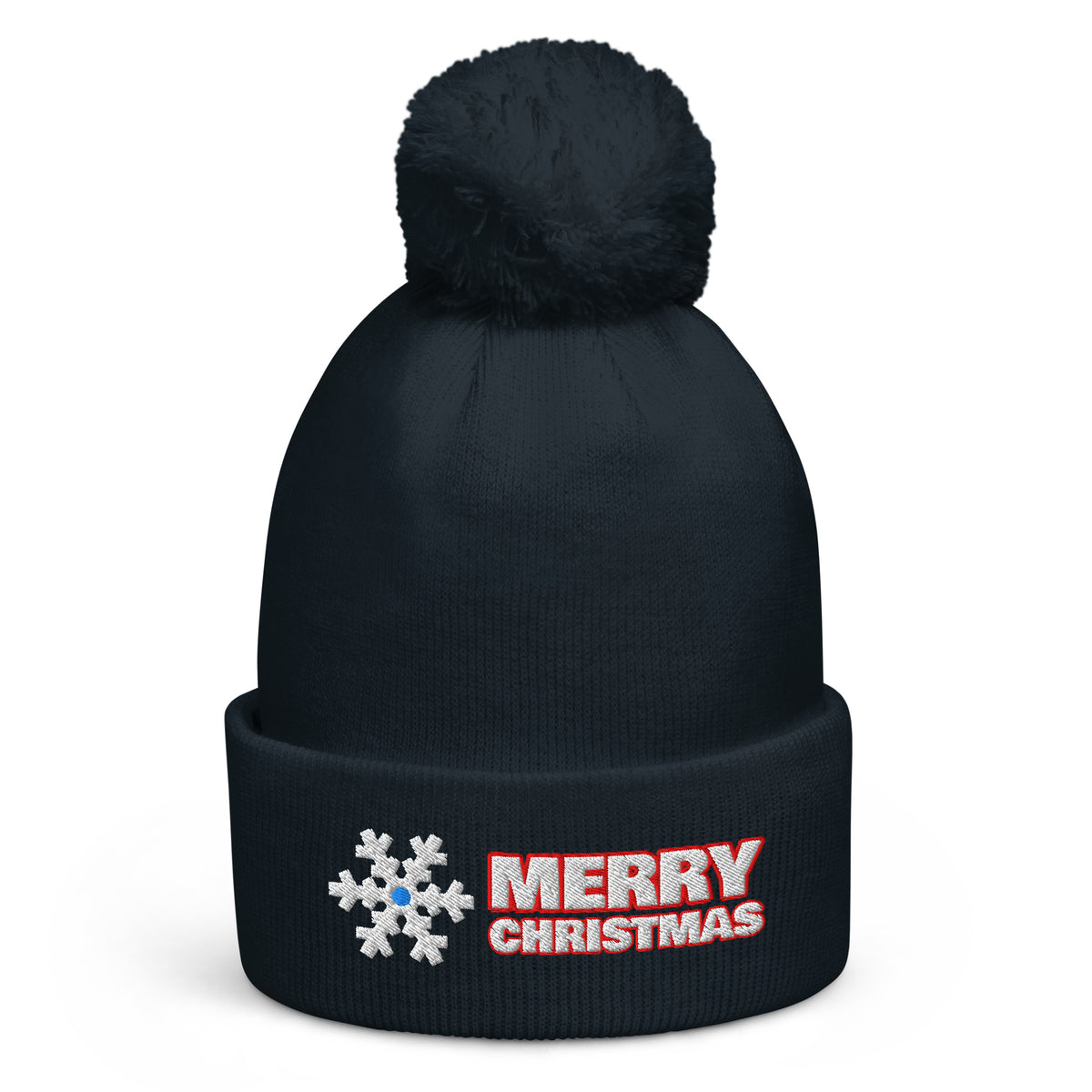 Merry Christmas pom-pom beanie in French Navy