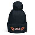 Pigs In Blankets Christmas pom-pom beanie in French Navy
