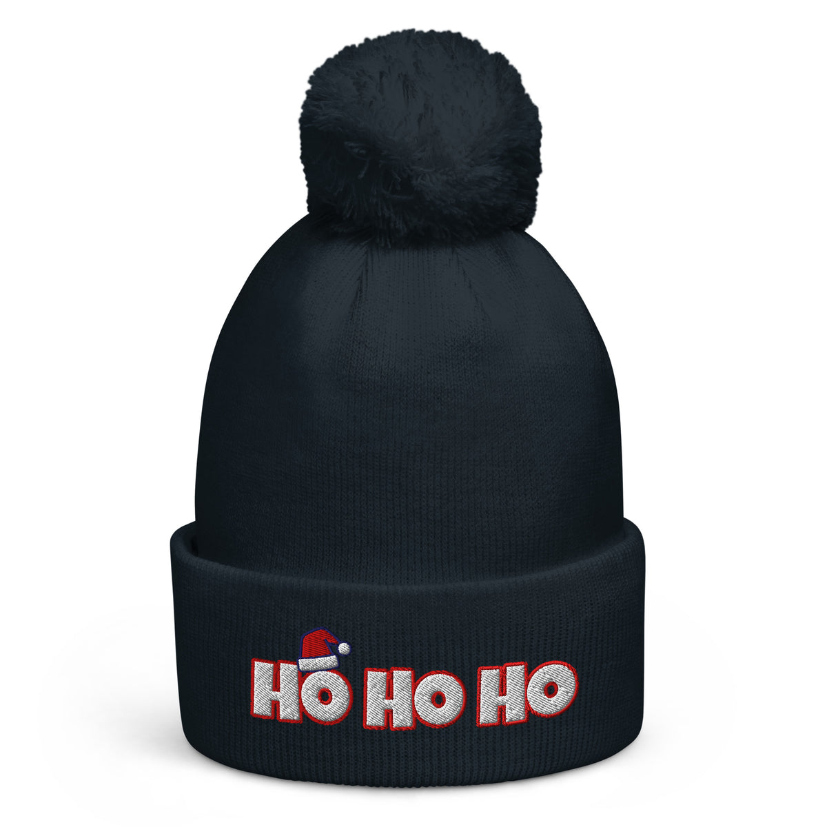 Ho Ho Ho Christmas pom-pom beanie in French Navy