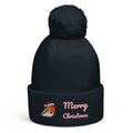 Ricki Robin Merry Christmas pom-pom beanie in French Navy