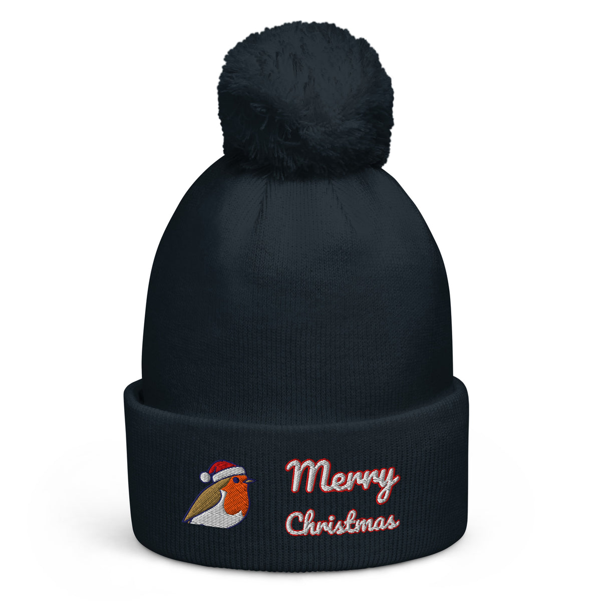 Ricki Robin Merry Christmas pom-pom beanie in French Navy