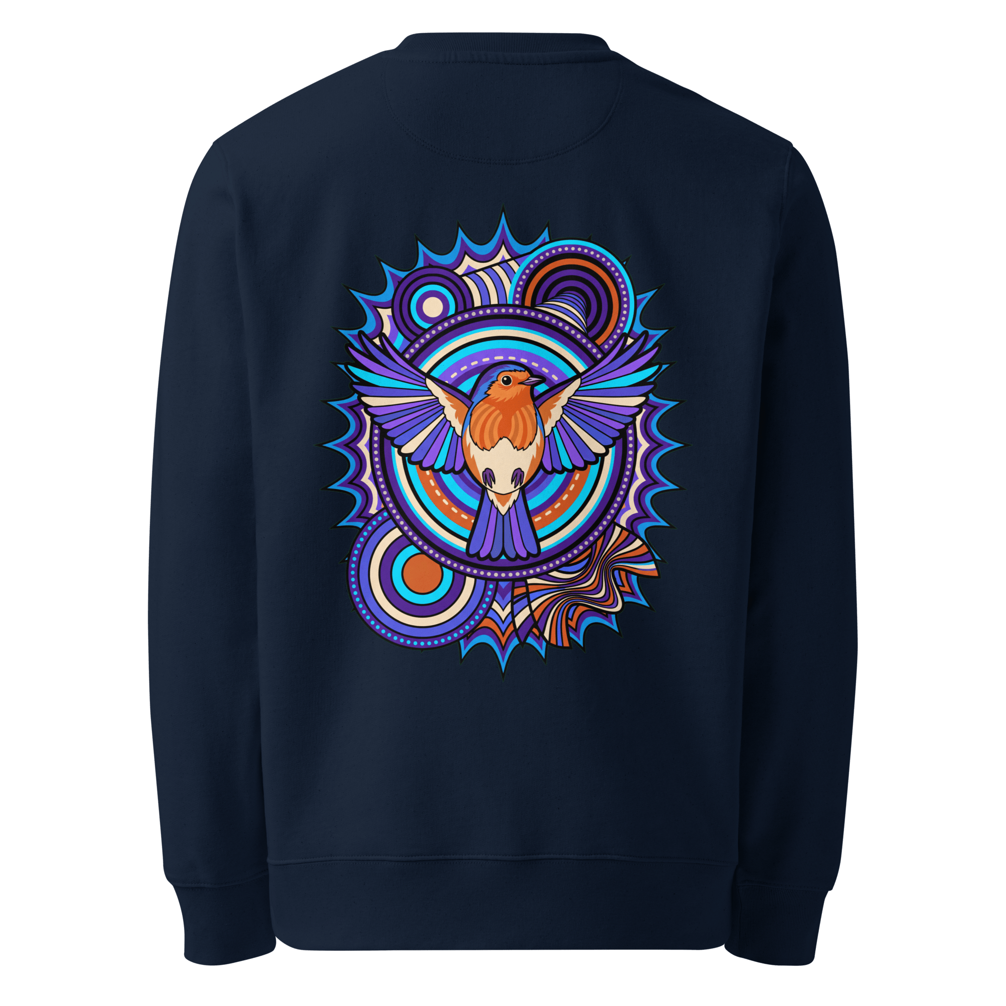 Azure Plume Crest Sweater - Abstract Robin