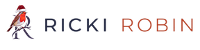 Ricki Robin logo with the robin wearing a Santa hat