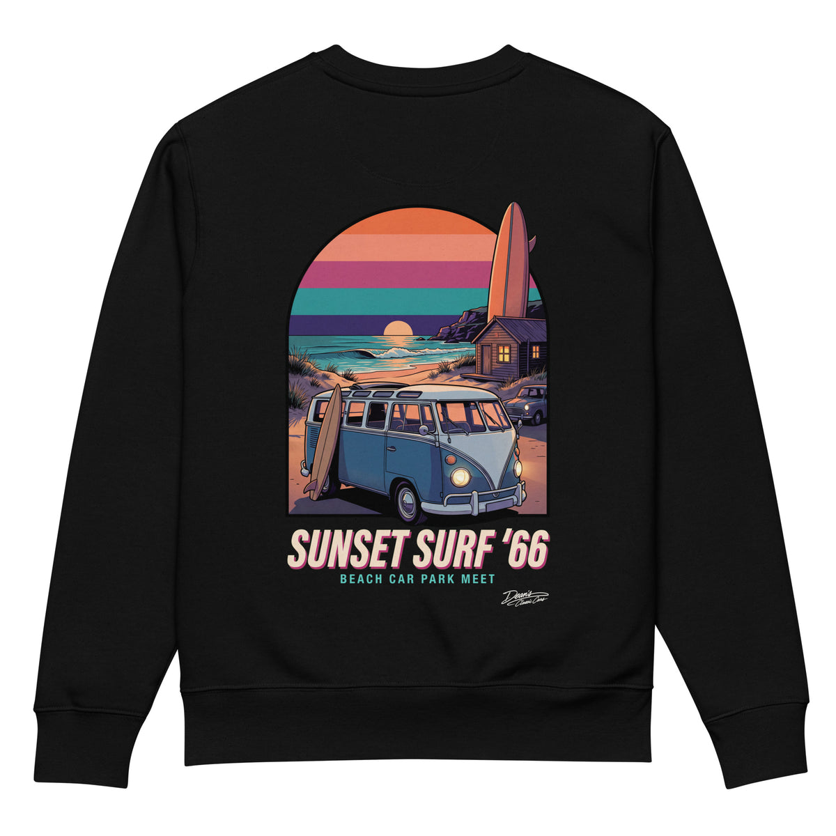 Split Screen Sunset Surf Heavyweight Sweatshirt - Dean's Classic Cars