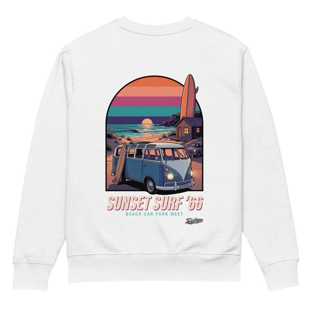 Split Screen Sunset Surf Heavyweight Sweatshirt - Dean's Classic Cars