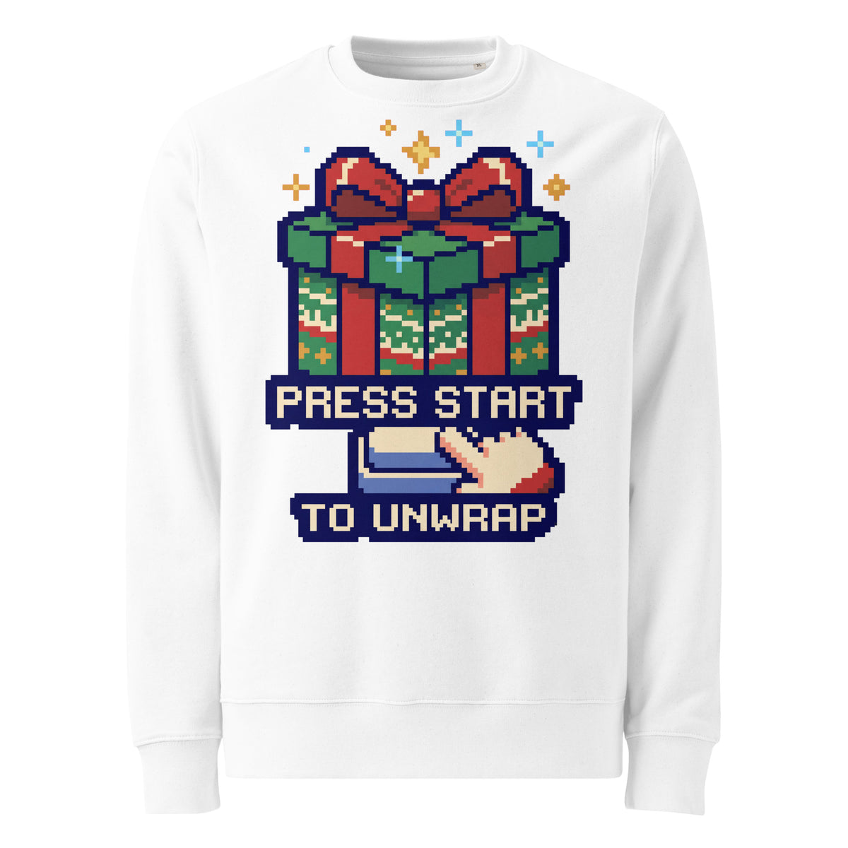 Press Start To Unwrap Christmas Heavyweight Sweatshirt - Ricki Robin