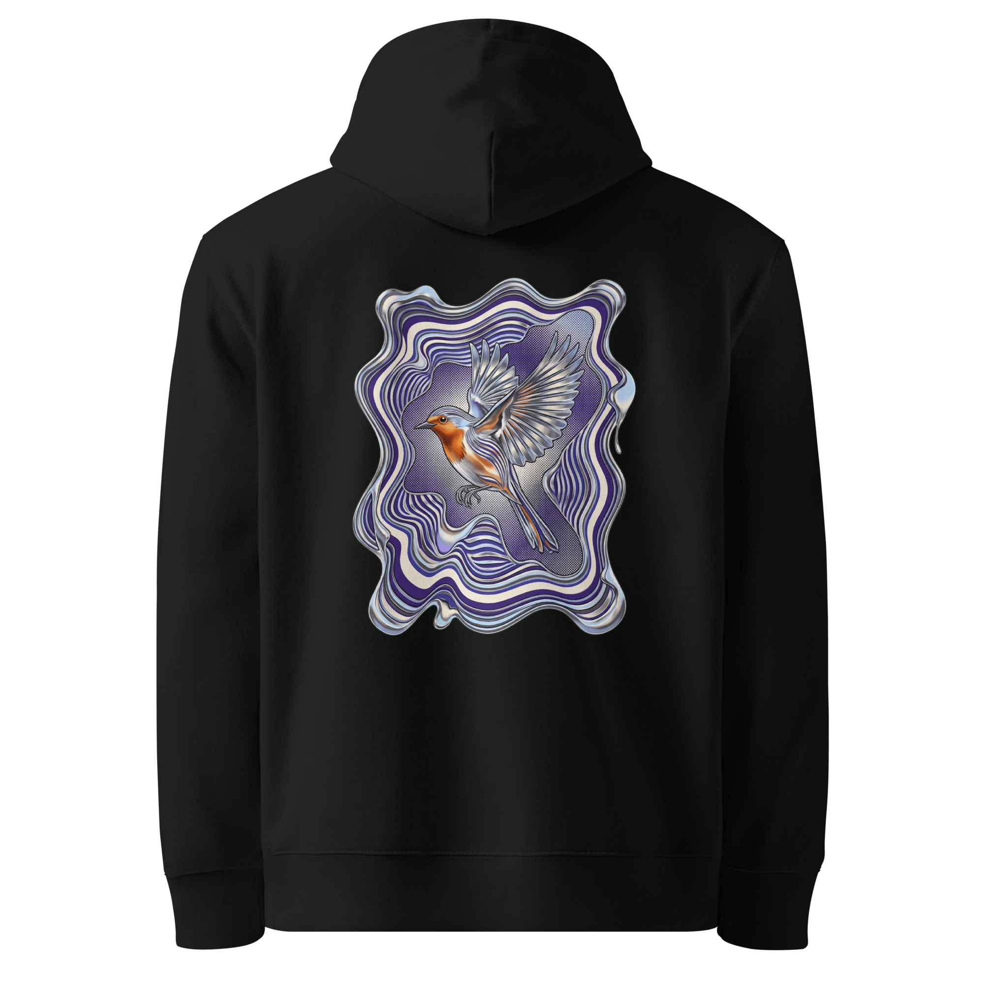 Liquid Chrome Hoodie - Abstract Robin