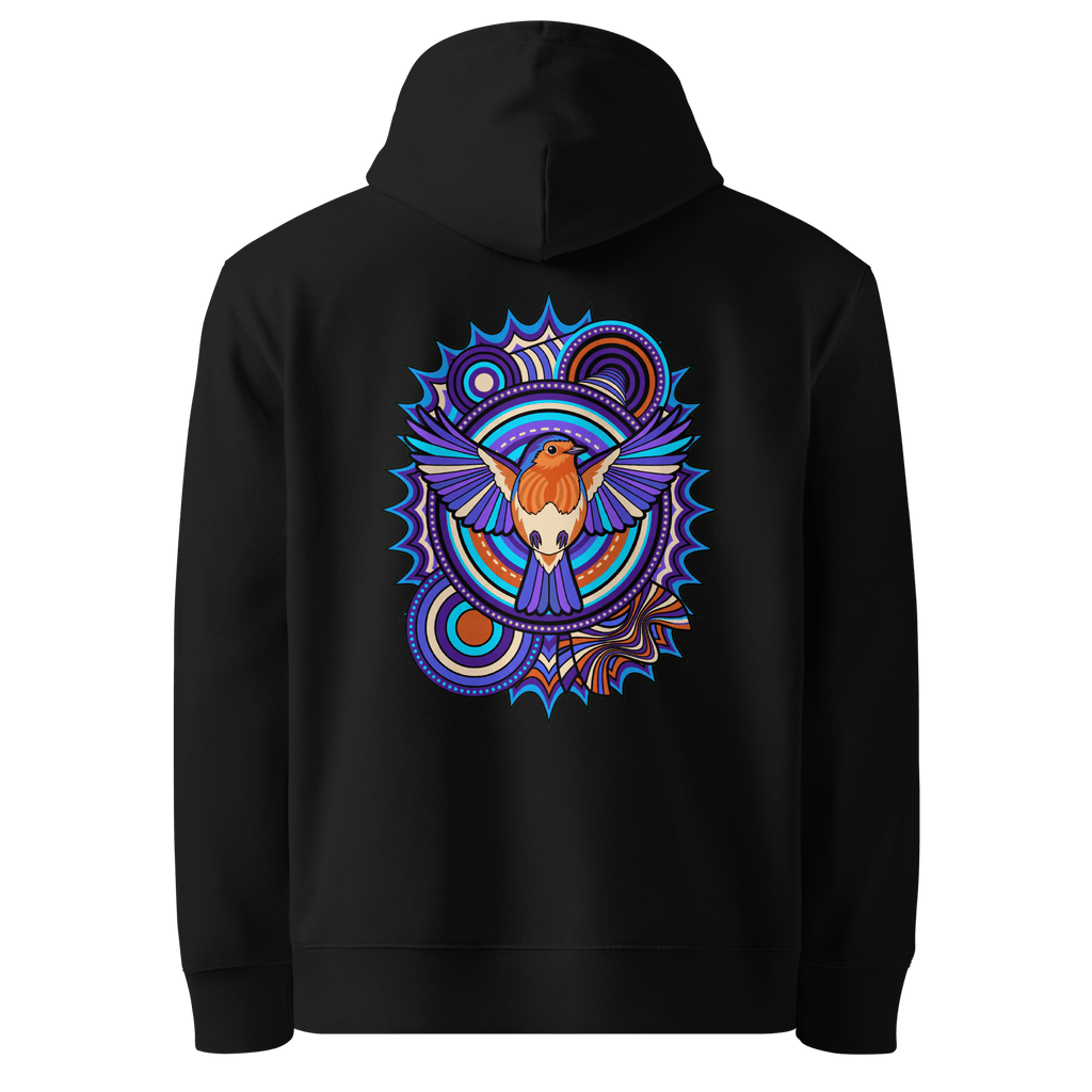 Azure Plume Crest Hoodie - Abstract Robin