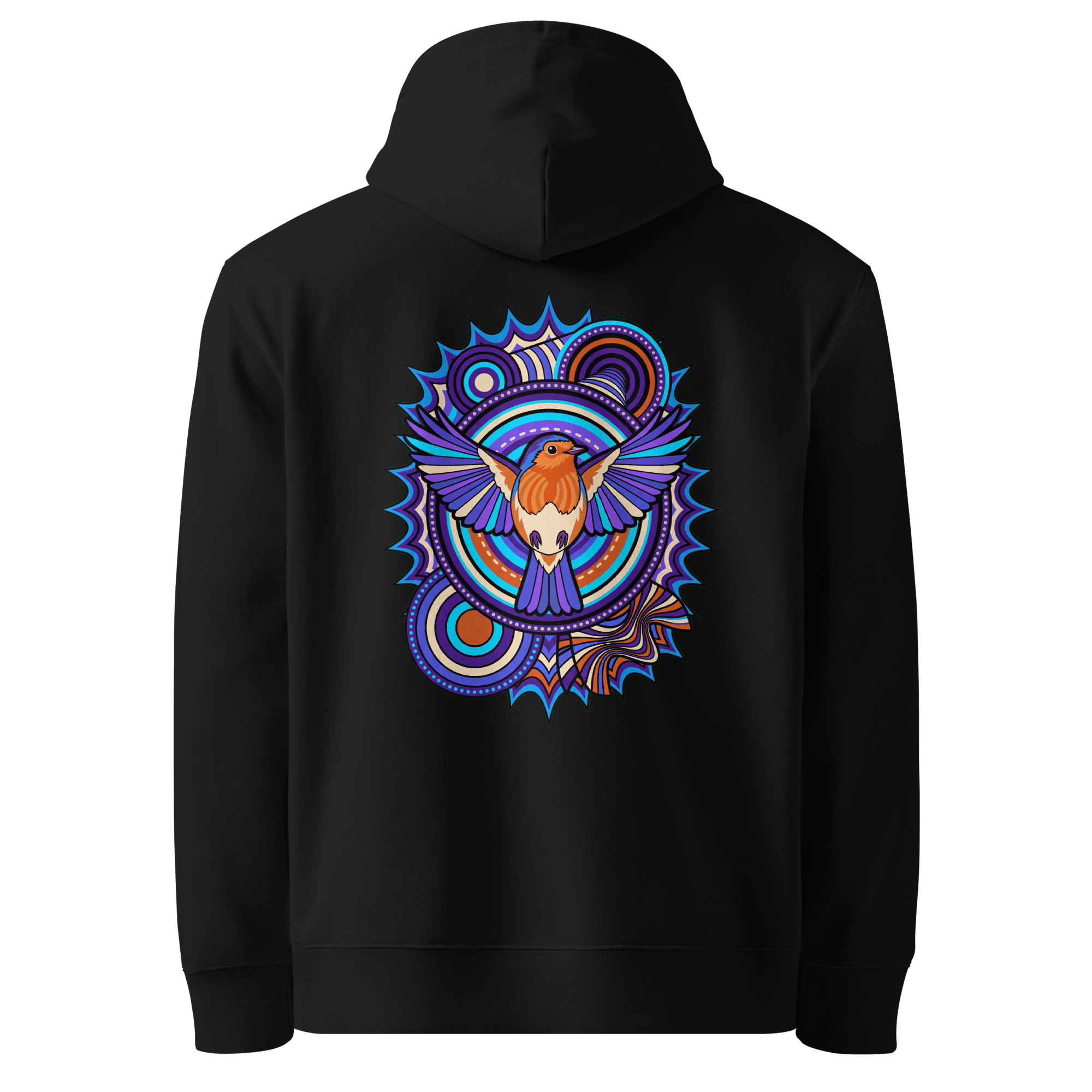Azure Plume Crest Hoodie - Abstract Robin