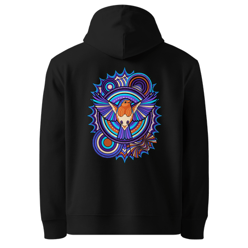 Azure Plume Crest Hoodie - Abstract Robin