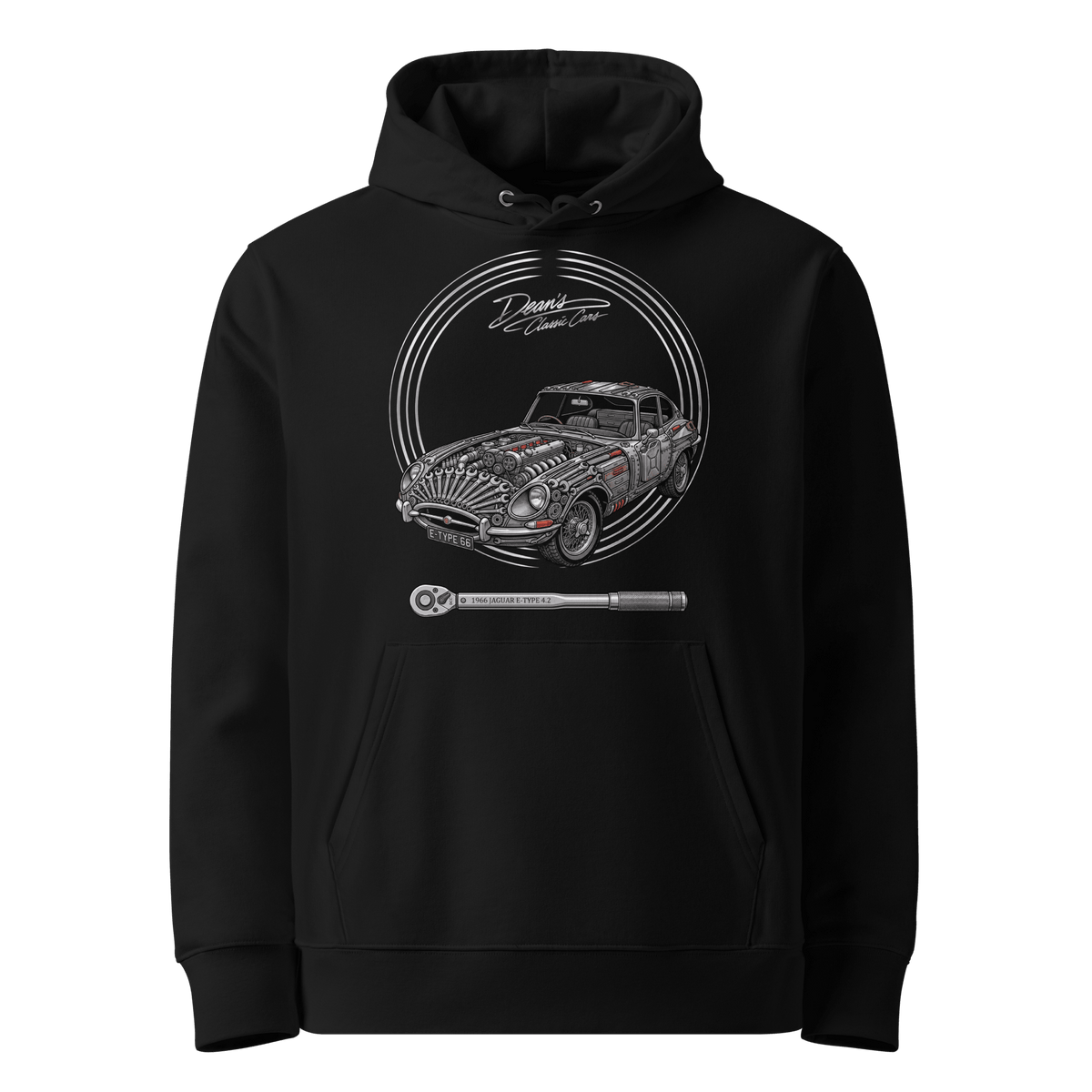 E Type Triple Wiper Hoodie - Dean's Classic Cars