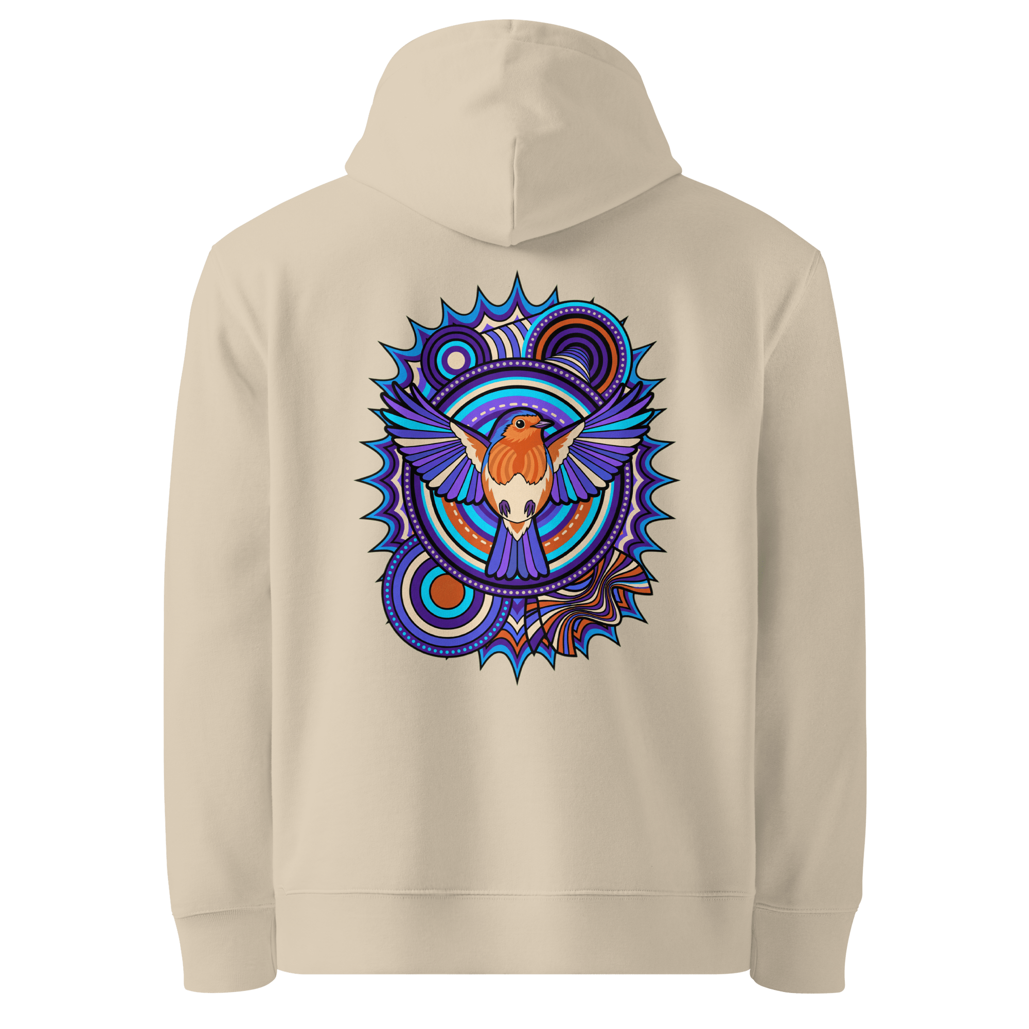 Azure Plume Crest Hoodie - Abstract Robin