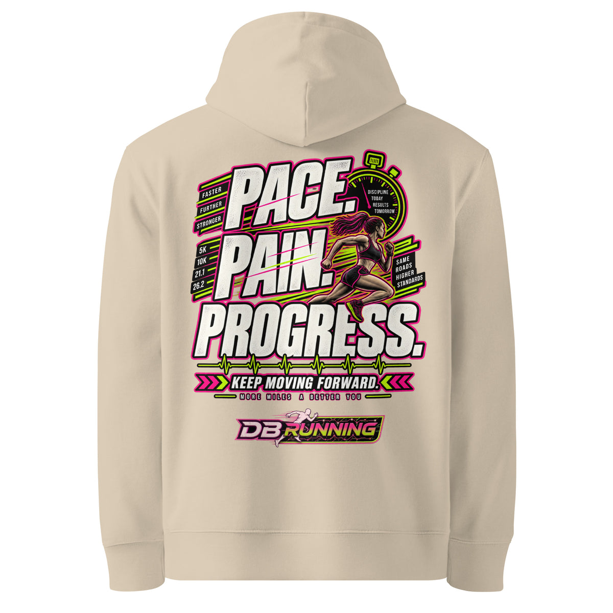 Pace. Pain. Progress Female - Hoodie - DB Running