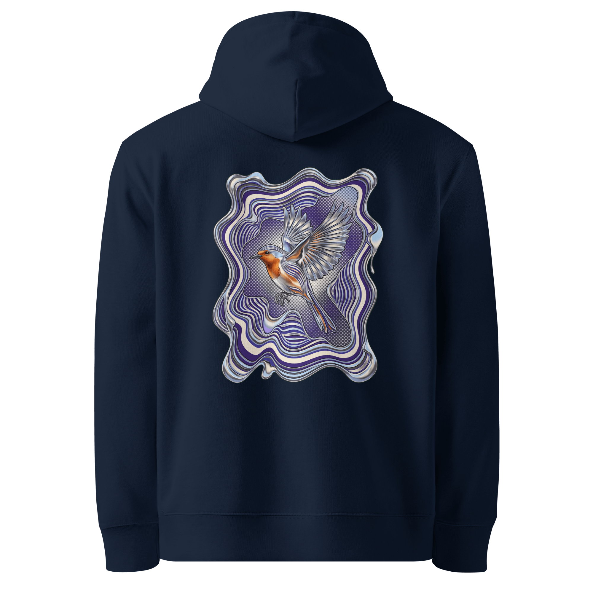 Liquid Chrome Hoodie - Abstract Robin