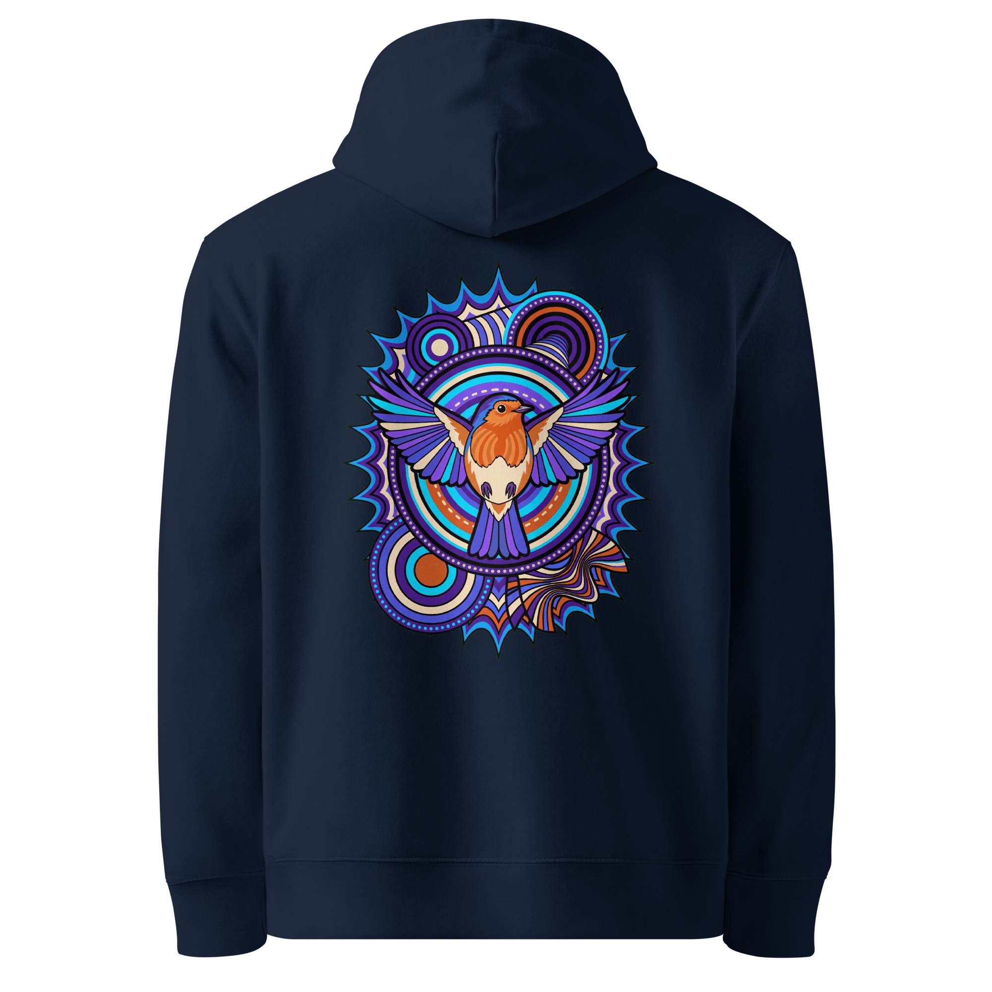Azure Plume Crest Hoodie - Abstract Robin