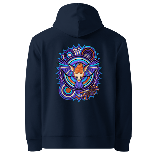 Azure Plume Crest Hoodie - Abstract Robin