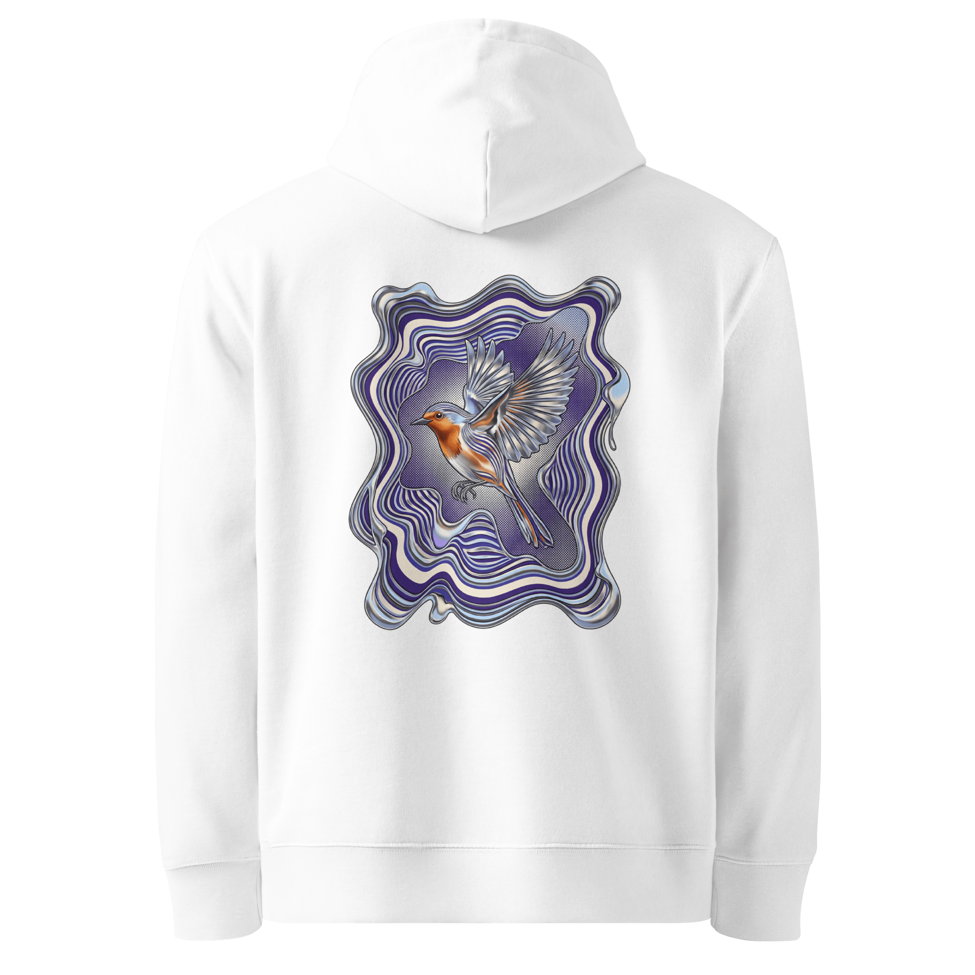 Liquid Chrome Hoodie - Abstract Robin