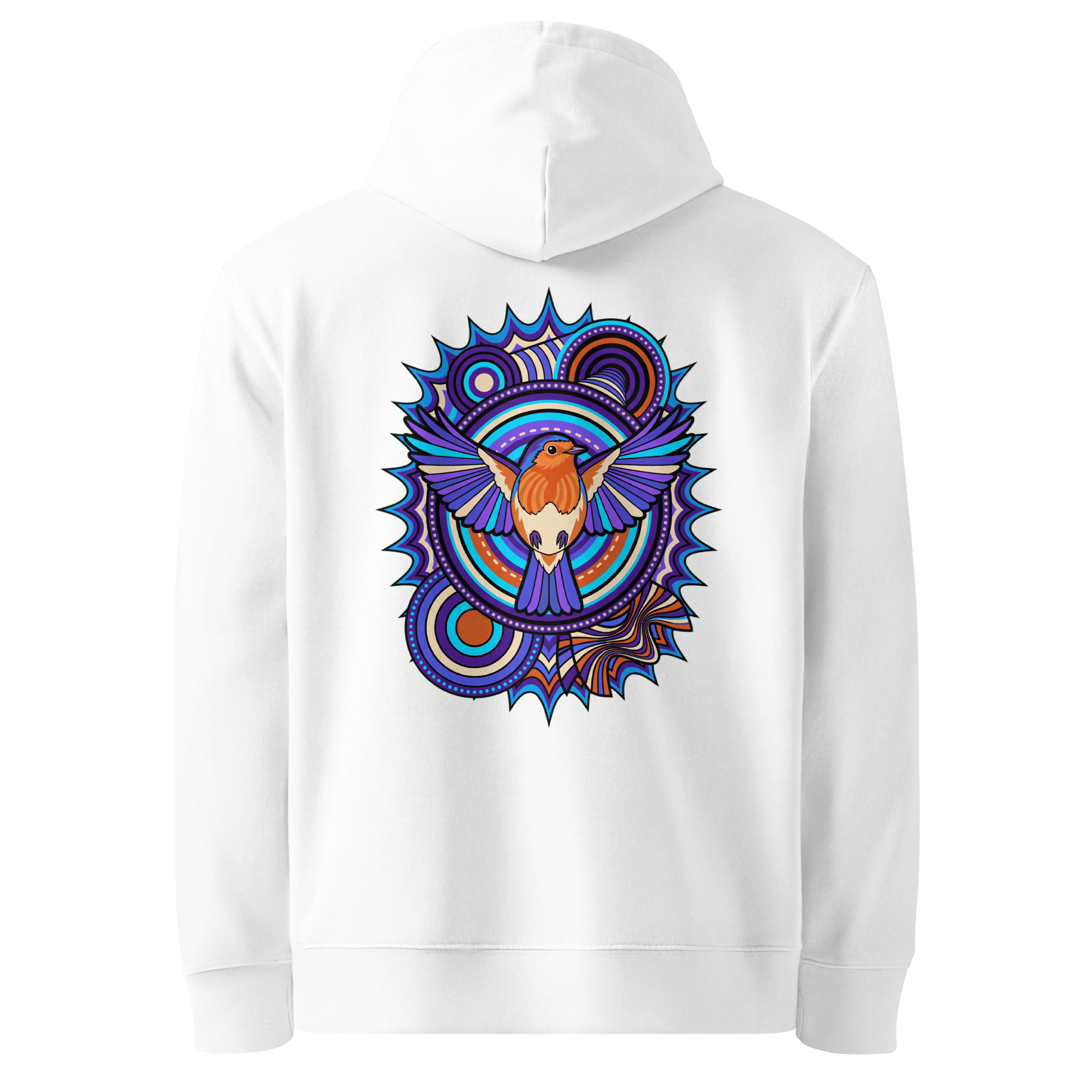 Azure Plume Crest Hoodie - Abstract Robin
