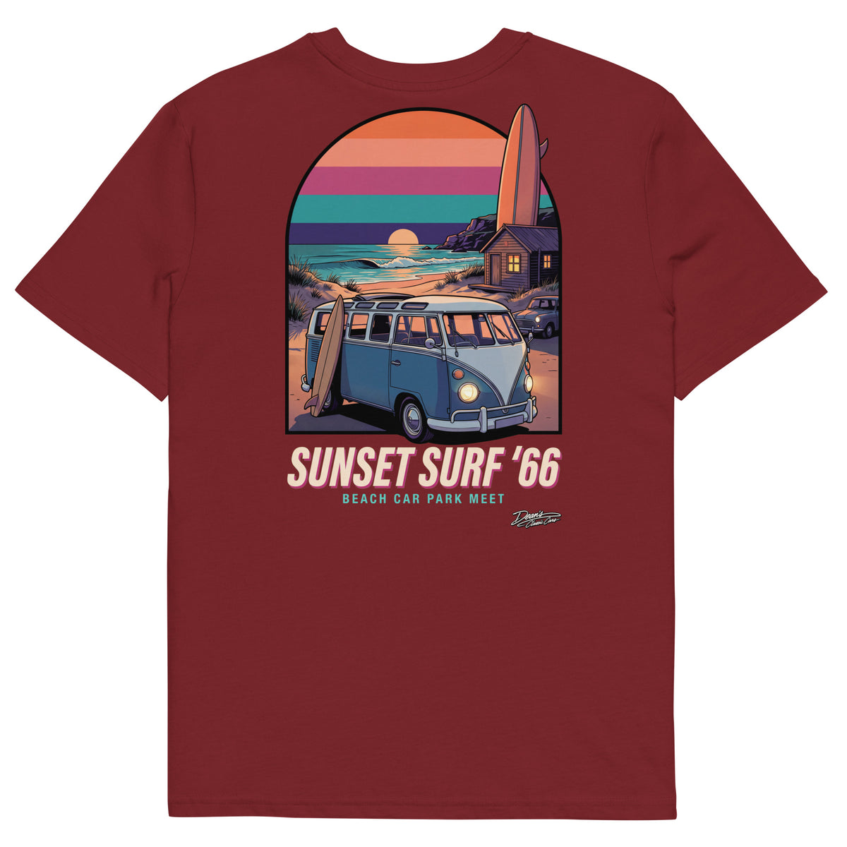 Split Screen Sunset Surf T-Shirt - Dean's Classic Cars