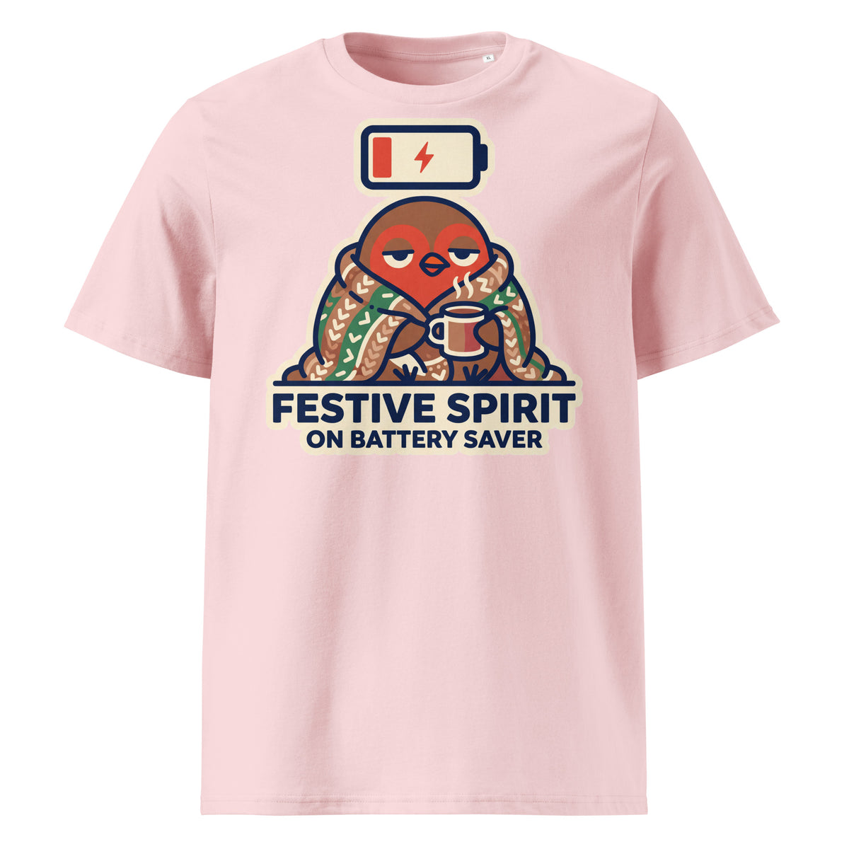 Festive Spirit On Battery Saver Christmas T-Shirt (Pastels) - Ricki Robin