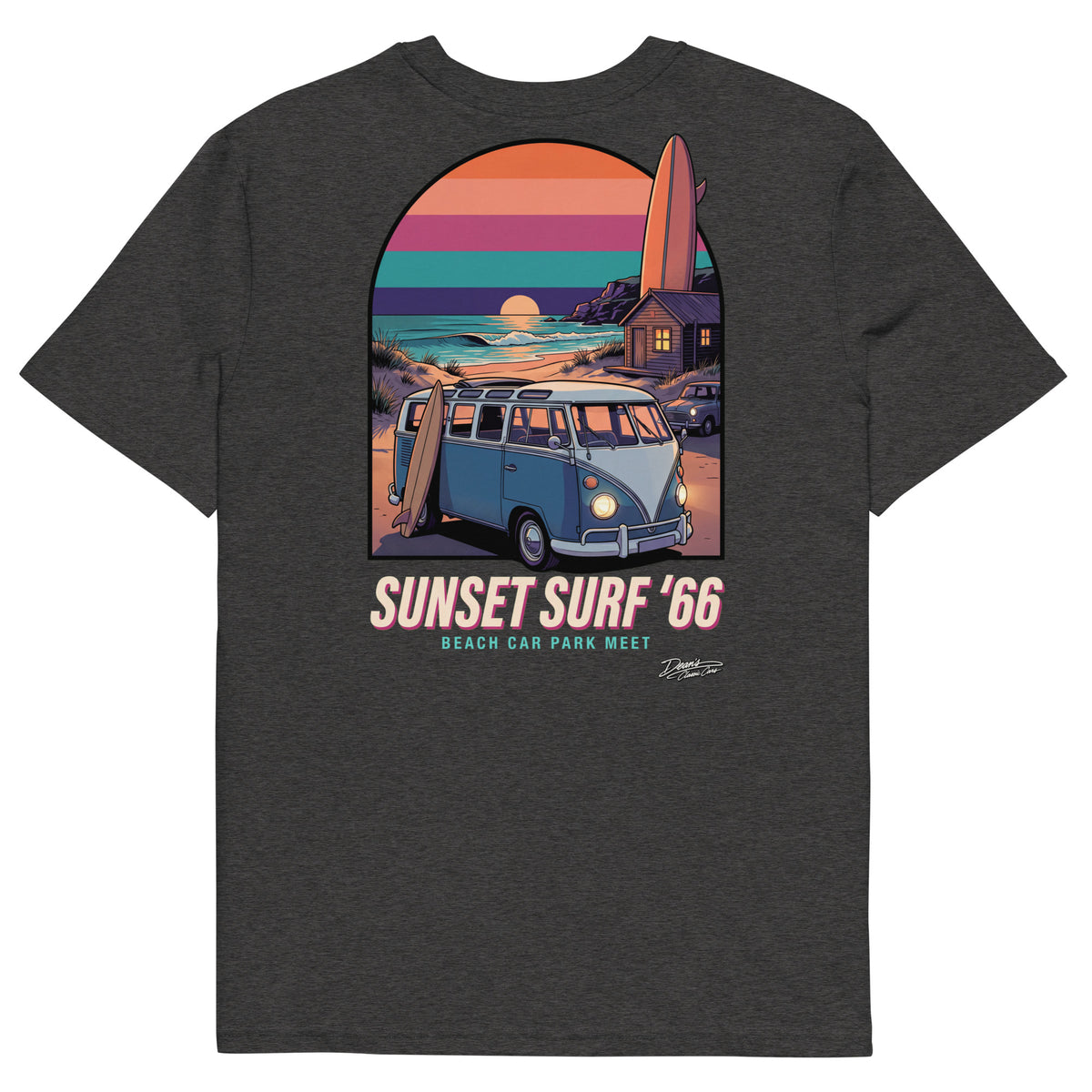 Split Screen Sunset Surf T-Shirt - Dean's Classic Cars