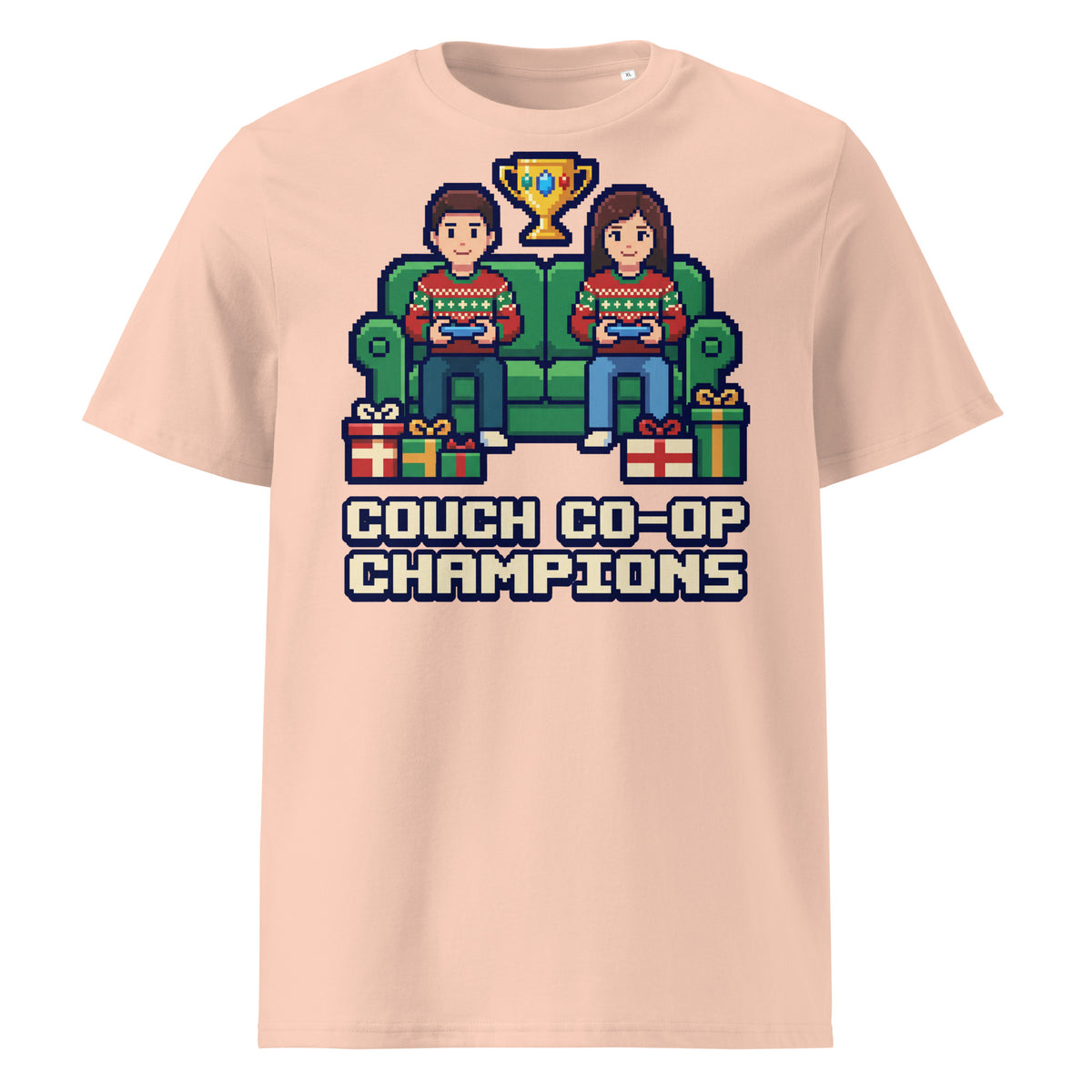 Couch Co-op Champions Christmas T-Shirt (Pastels) - Ricki Robin