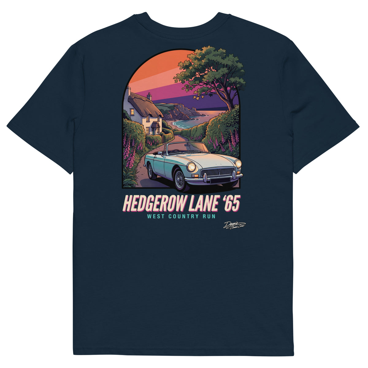 MGB Roadster Hedgerow Lane T-Shirt - Dean's Classic Cars