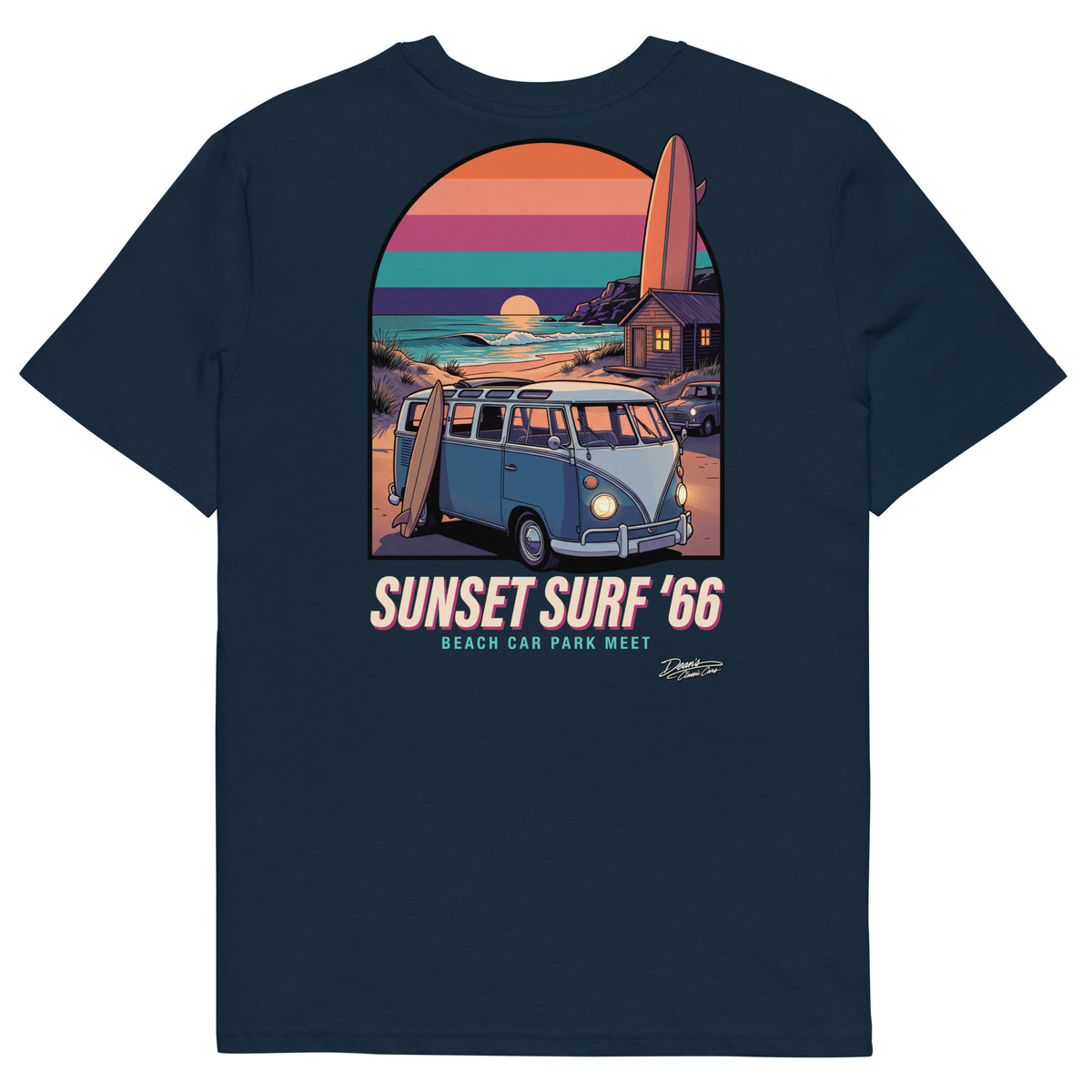 Split Screen Sunset Surf T-Shirt - Dean's Classic Cars