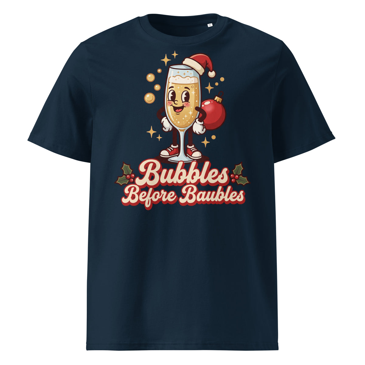 Bubbles Before Baubles Christmas T-Shirt - Ricki Robin