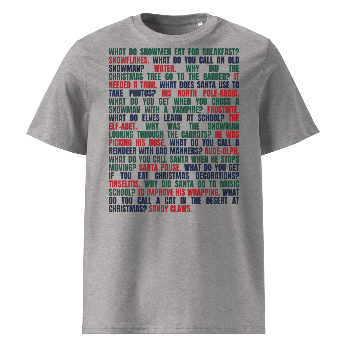 Christmas Cracker Jokes T-Shirt in Heather Grey, front