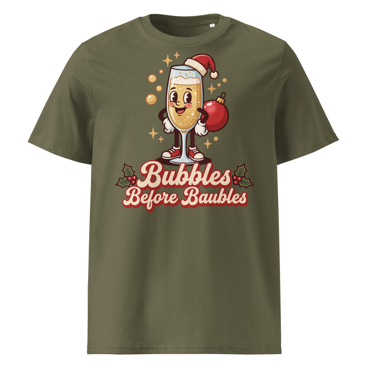 Bubbles Before Baubles Christmas T-Shirt - Ricki Robin