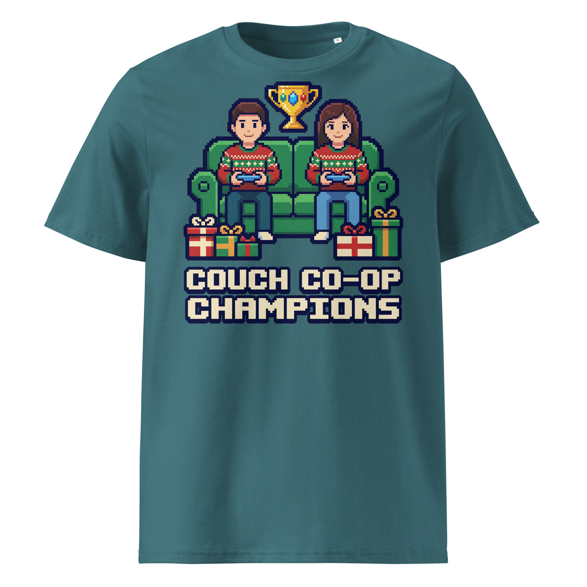 Couch Co-op Champions Christmas T-Shirt (Pastels) - Ricki Robin