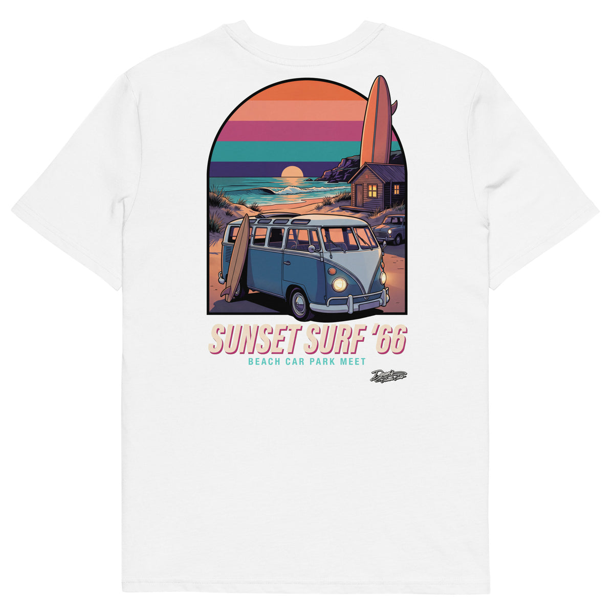 Split Screen Sunset Surf T-Shirt - Dean's Classic Cars