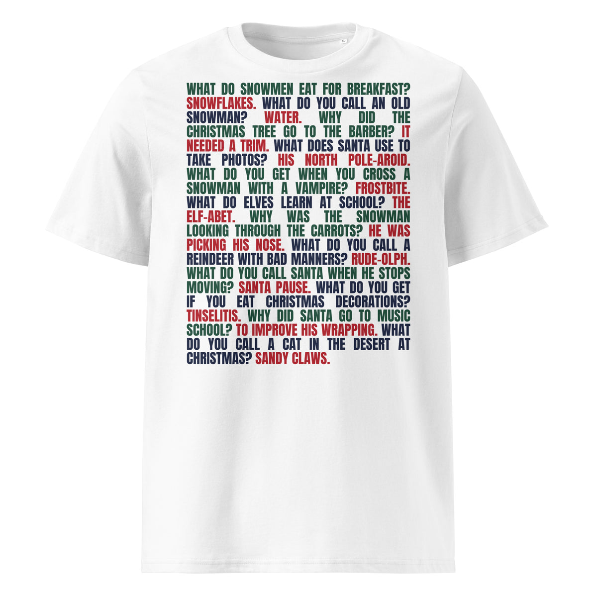Christmas Cracker Jokes T-Shirt in White, front