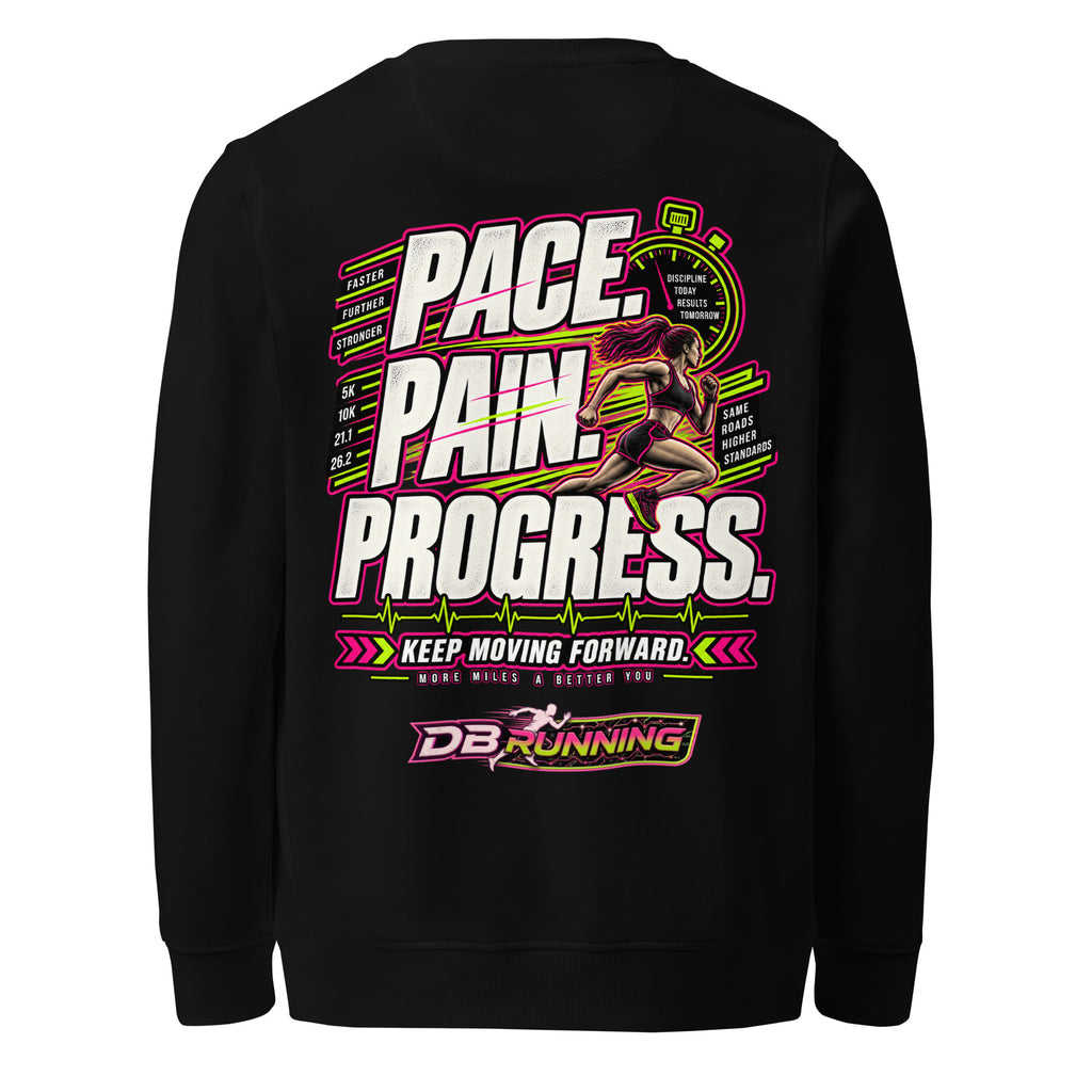 Pace. Pain. Progress Female - Mid-Weight Sweatshirt - DB Running