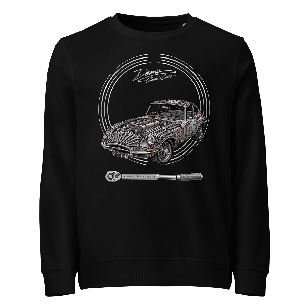 E Type Triple Wiper Mid-Weight Sweatshirt - Dean's Classic Cars