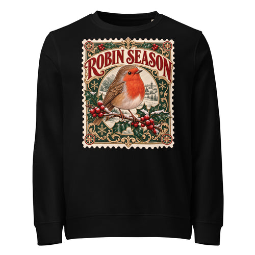 Robin Season Stamp Christmas Mid-Weight Sweatshirt - Ricki Robin