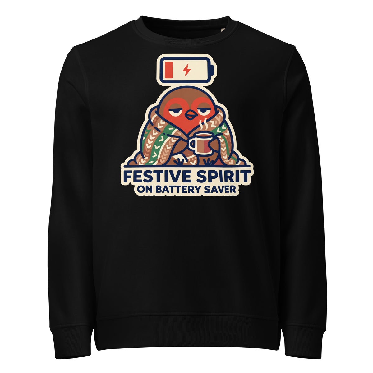 Festive Spirit On Battery Saver Christmas Mid-Weight Sweatshirt - Ricki Robin