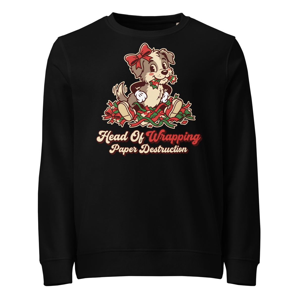 Head Of Wrapping Paper Destruction Christmas Mid-Weight Sweatshirt - Ricki Robin