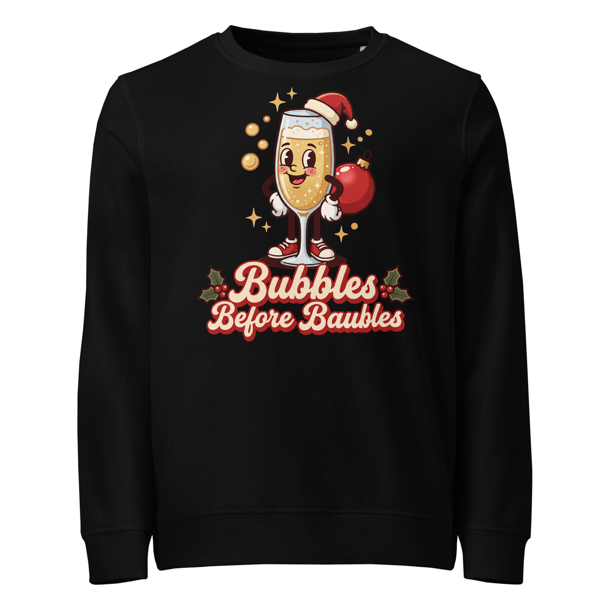 Bubbles Before Baubles Christmas Mid-Weight Sweatshirt - Ricki Robin