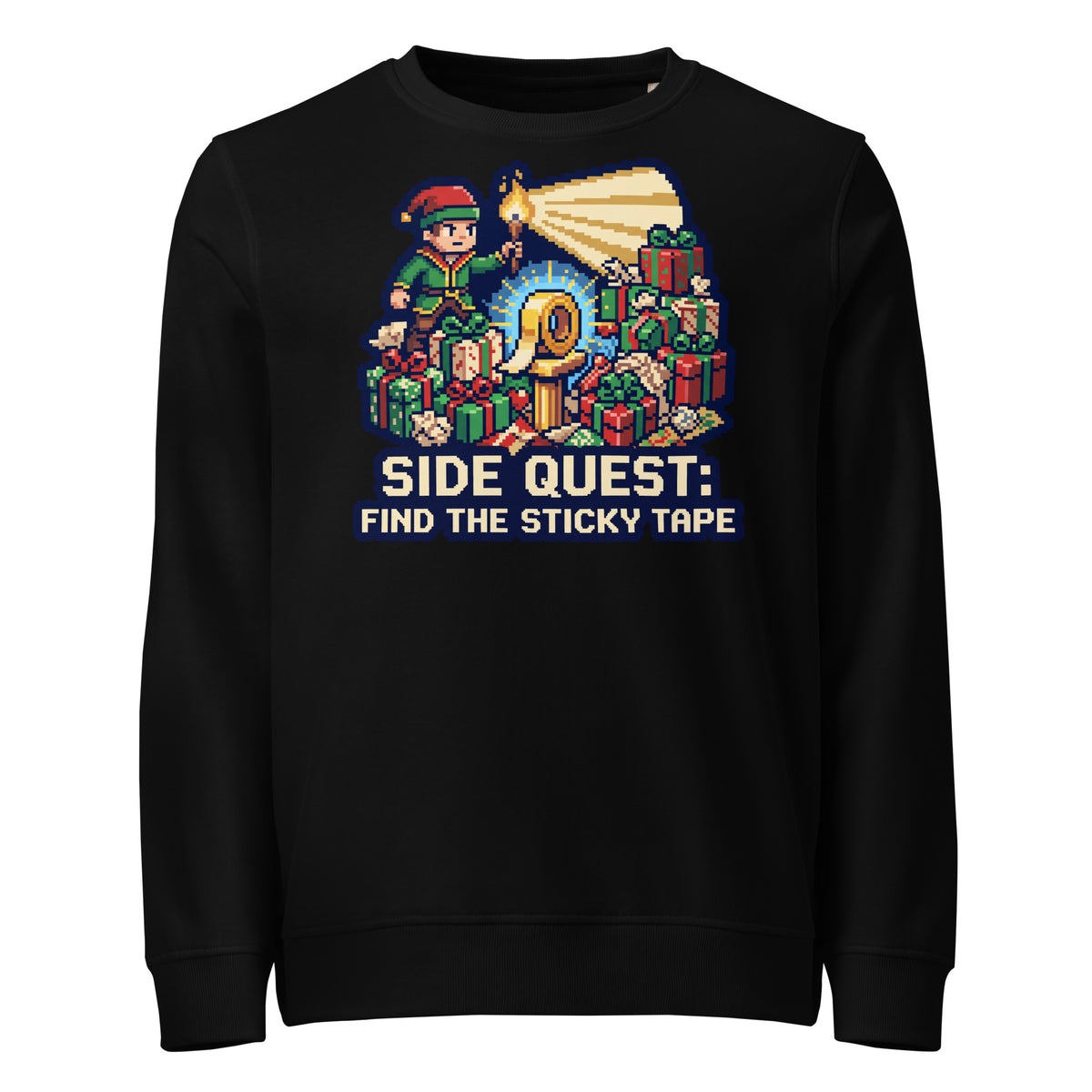 Side Quest: Find The Sticky Tape Christmas Mid-Weight Sweatshirt - Ricki Robin