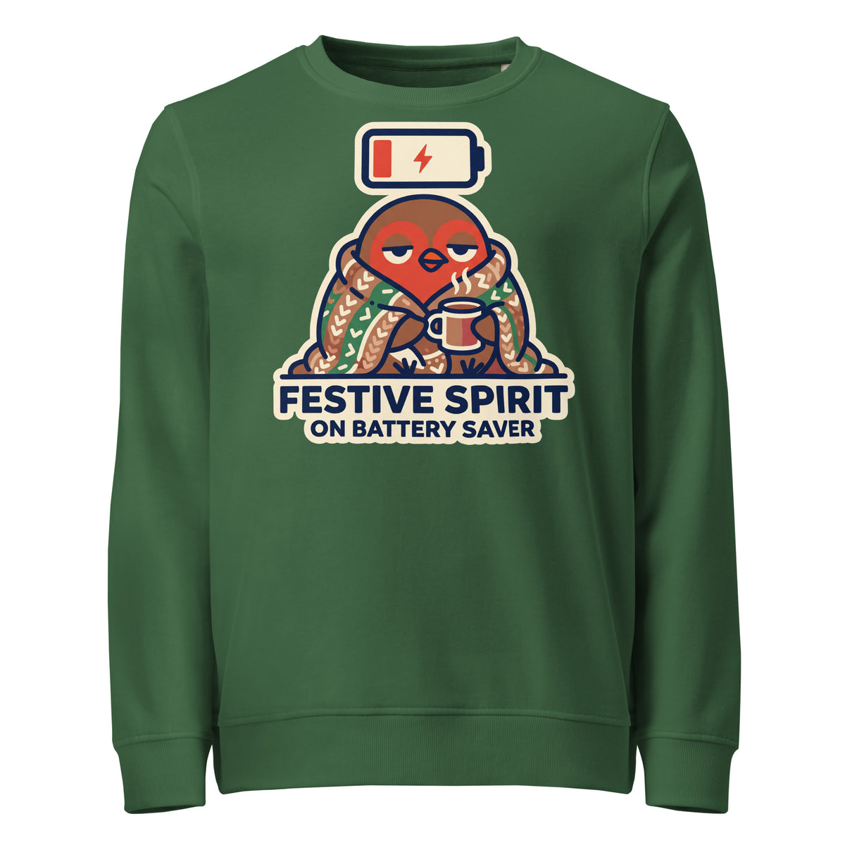 Festive Spirit On Battery Saver Christmas Mid-Weight Sweatshirt - Ricki Robin