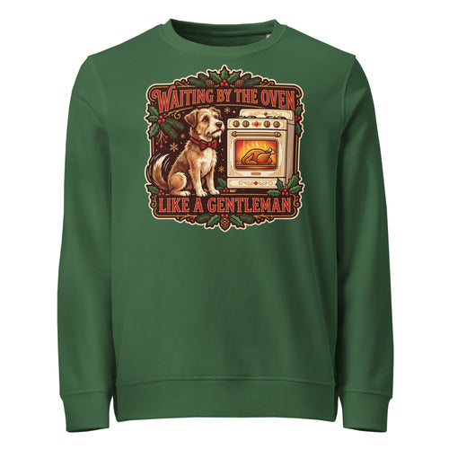 Waiting By The Oven Like A Gentleman Christmas Mid-Weight Sweatshirt - Ricki Robin