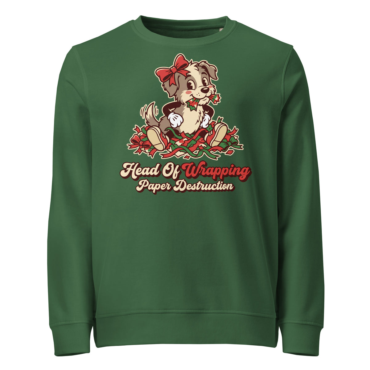 Head Of Wrapping Paper Destruction Christmas Mid-Weight Sweatshirt - Ricki Robin