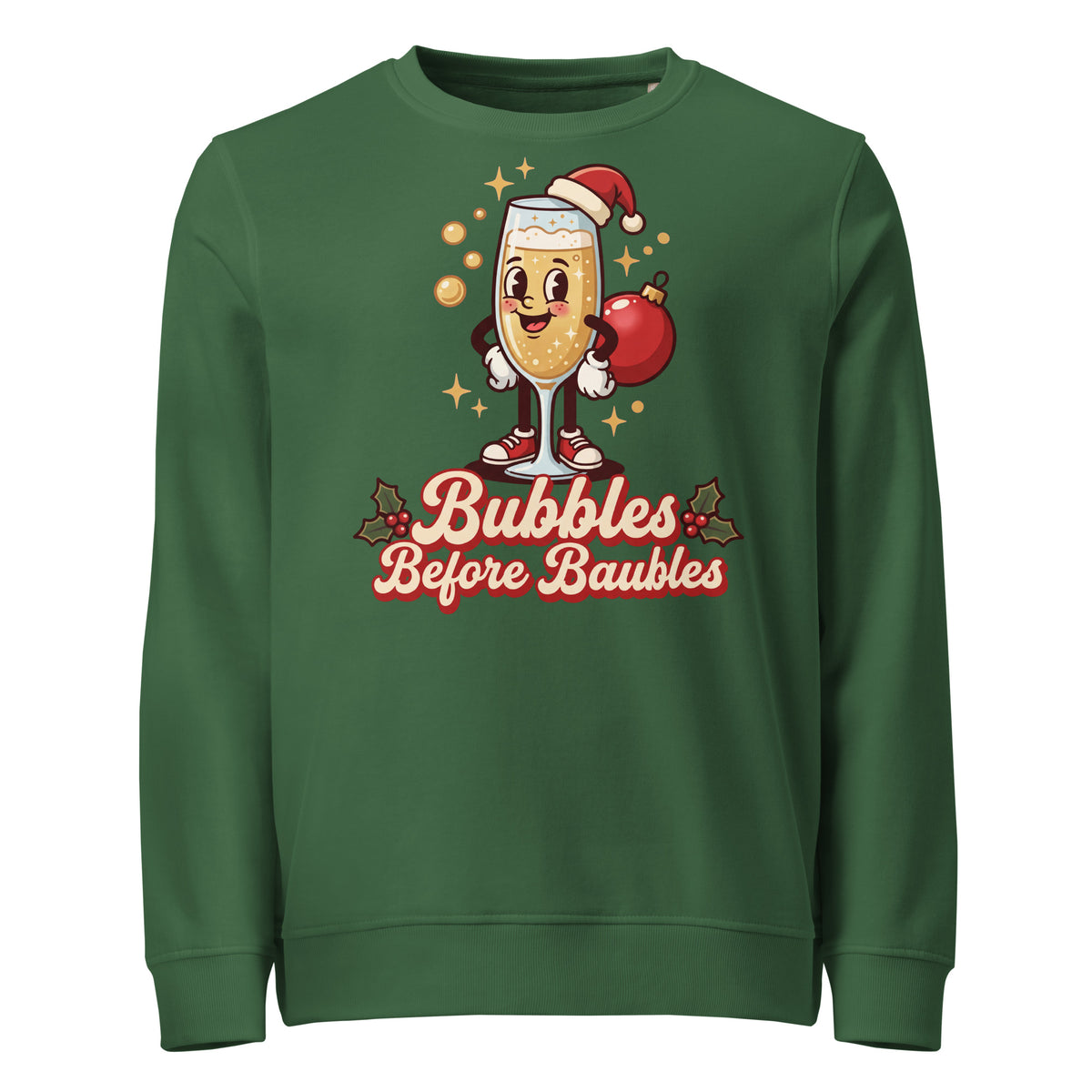 Bubbles Before Baubles Christmas Mid-Weight Sweatshirt - Ricki Robin