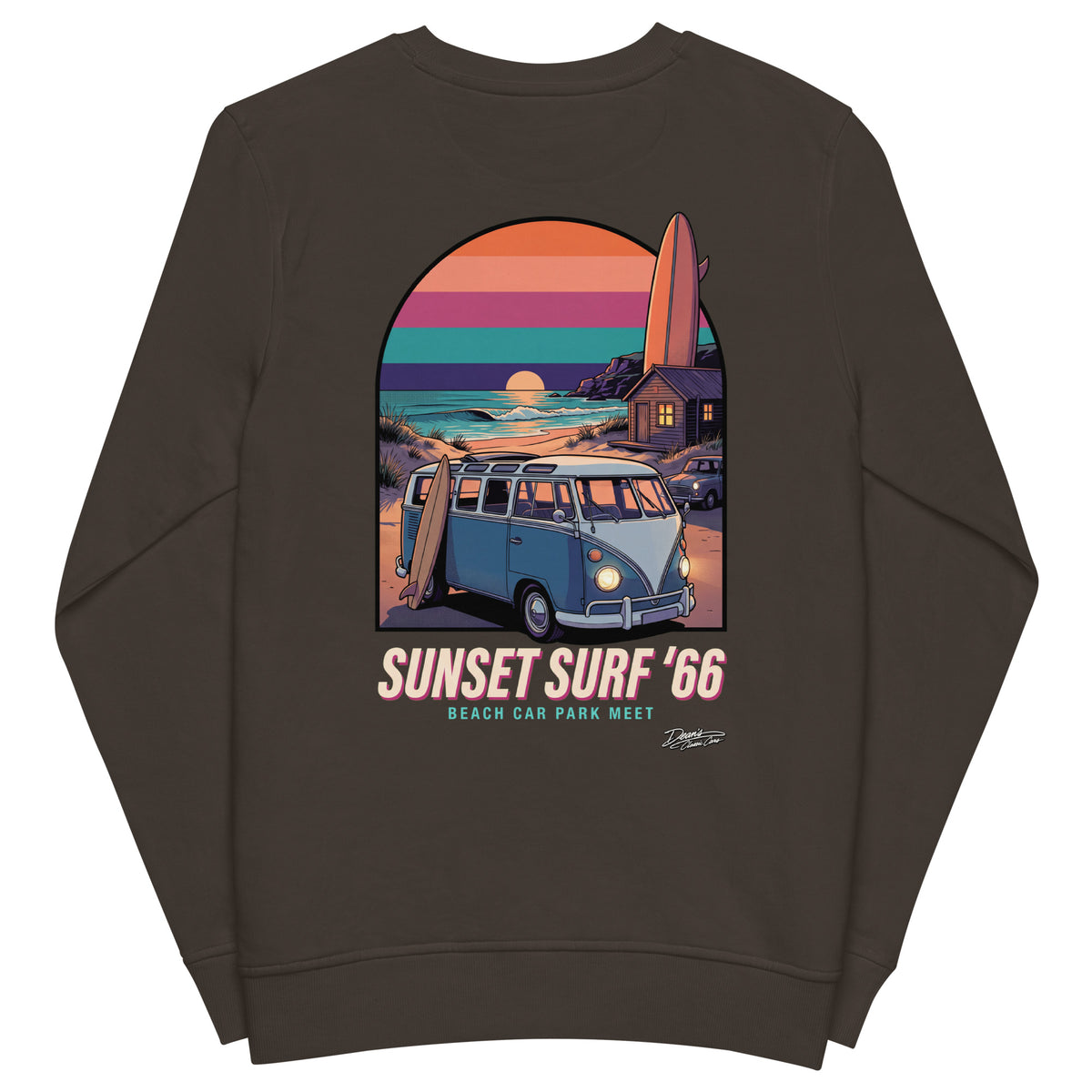 Split Screen Sunset Surf Mid-Weight Sweatshirt - Dean's Classic Cars